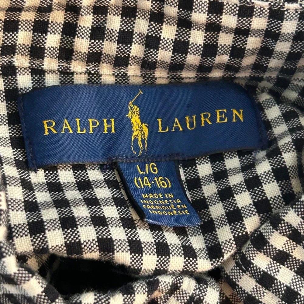 Ralph Lauren‎ Boys Button Down Shirt Large 14-16 Gingham Church Wedding Pictures